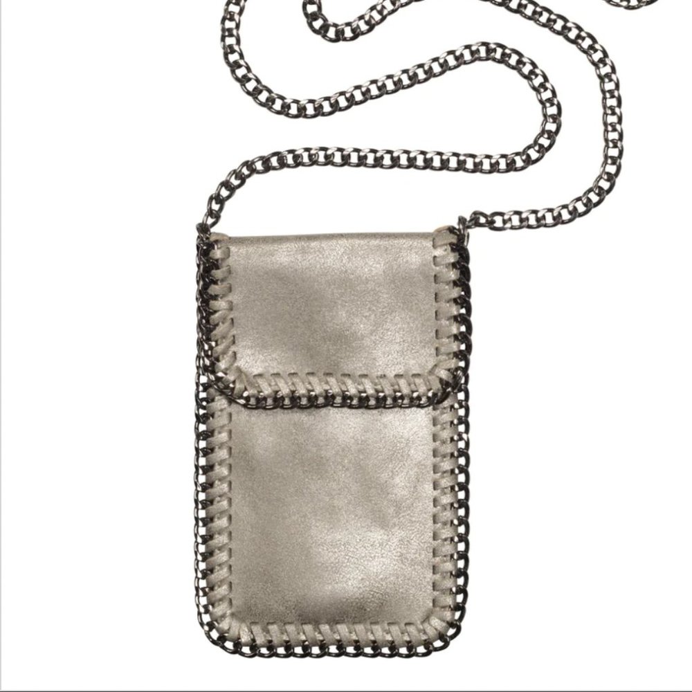 AMY & ALY | Crossbody Phone Purse (Silver with Chain Trim)